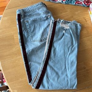 Abercrombie & Fitch jeans with maroon and white stripes, size 31/12R